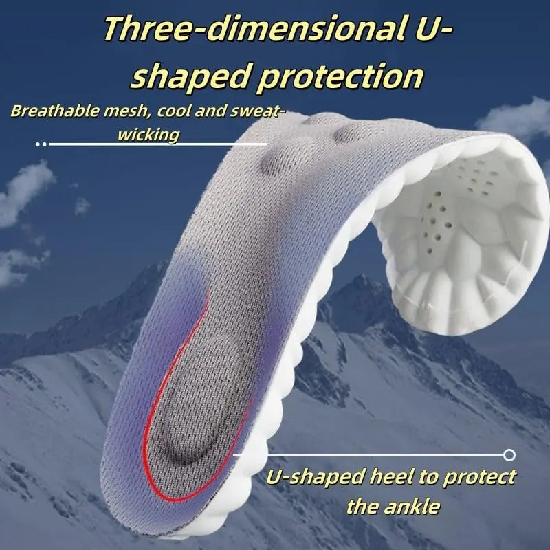 Soft Elastic Ultra-Breathable Bounce Shoe Insoles Men Women Tailored Lightweight Sweat Absorbent Comfortable 4D Cloud Insole anti Fatigue, Shock Absorption, Foot Pain Relief Footwear Insole