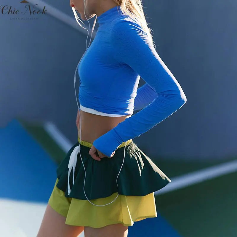 2 in 1 High Waisted Running Shorts for Women Athletic Tennis Active Short Flowy Workout Gym Shorts
