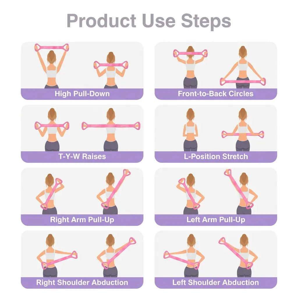 Resistance Bands Figure 8 Exercise Bands for Women Silicone Material Expander Band for Arms Chest Home Gym Yoga Equipment Quick Workout for Muscle Toning Physical Therapy Stretching Gear - Fitness Accessories