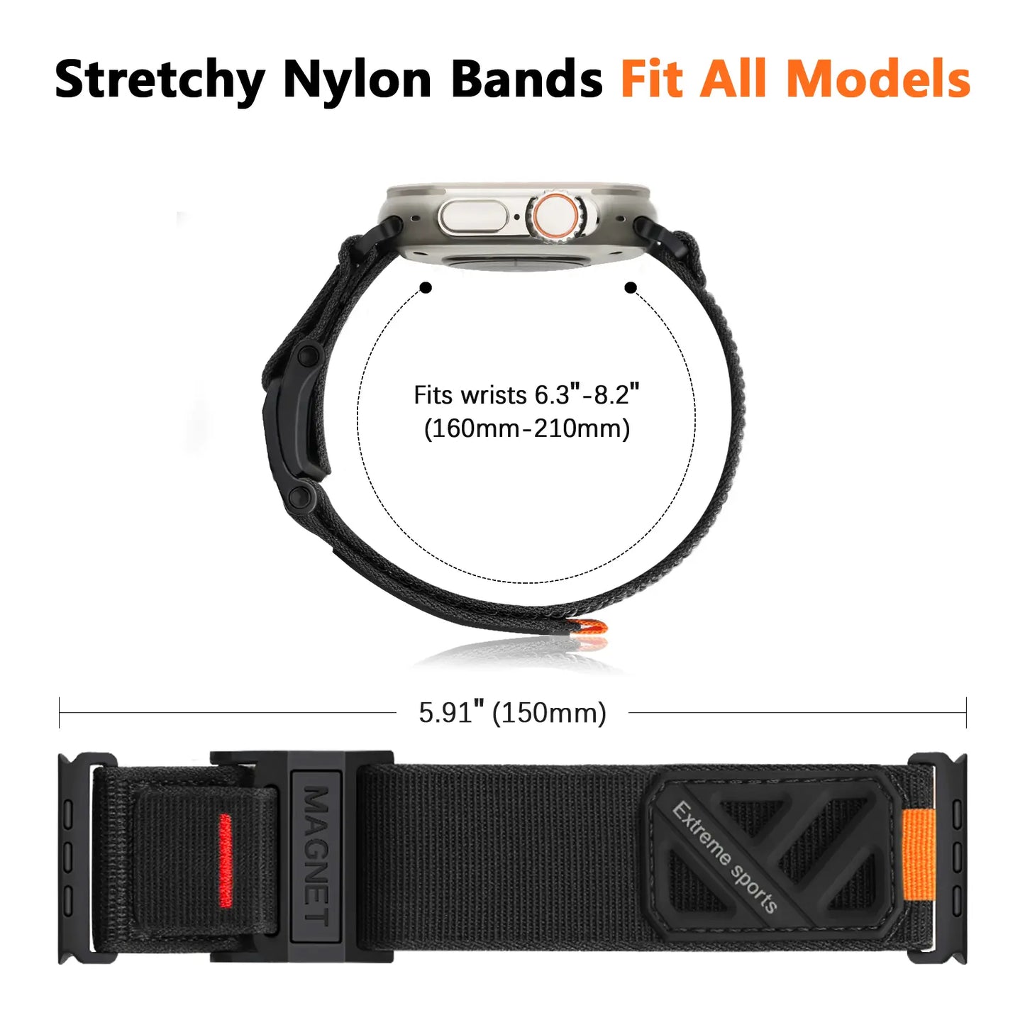 Compatible Apple Watch Ultra Bands for Men, Wide Soft Nylon Sport Loop, Sturdy Magnetic Buckle for Iwatch 49Mm (Ultra3/2), 46Mm (11/10 Series), 45Mm (9/8/7), 44Mm (SE/2/SE/6/5/4), 42Mm (3/2/1)