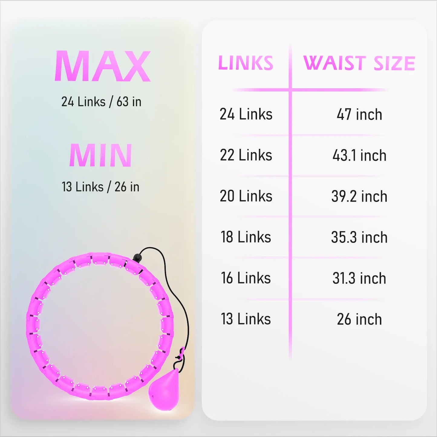 Lavidaei Smart Detachable Weighted Exercise Circle for Women 120Cm 47In Fitness Tool with Weights for Exercise & Detachable Design Home Workout Equipment 24 Links