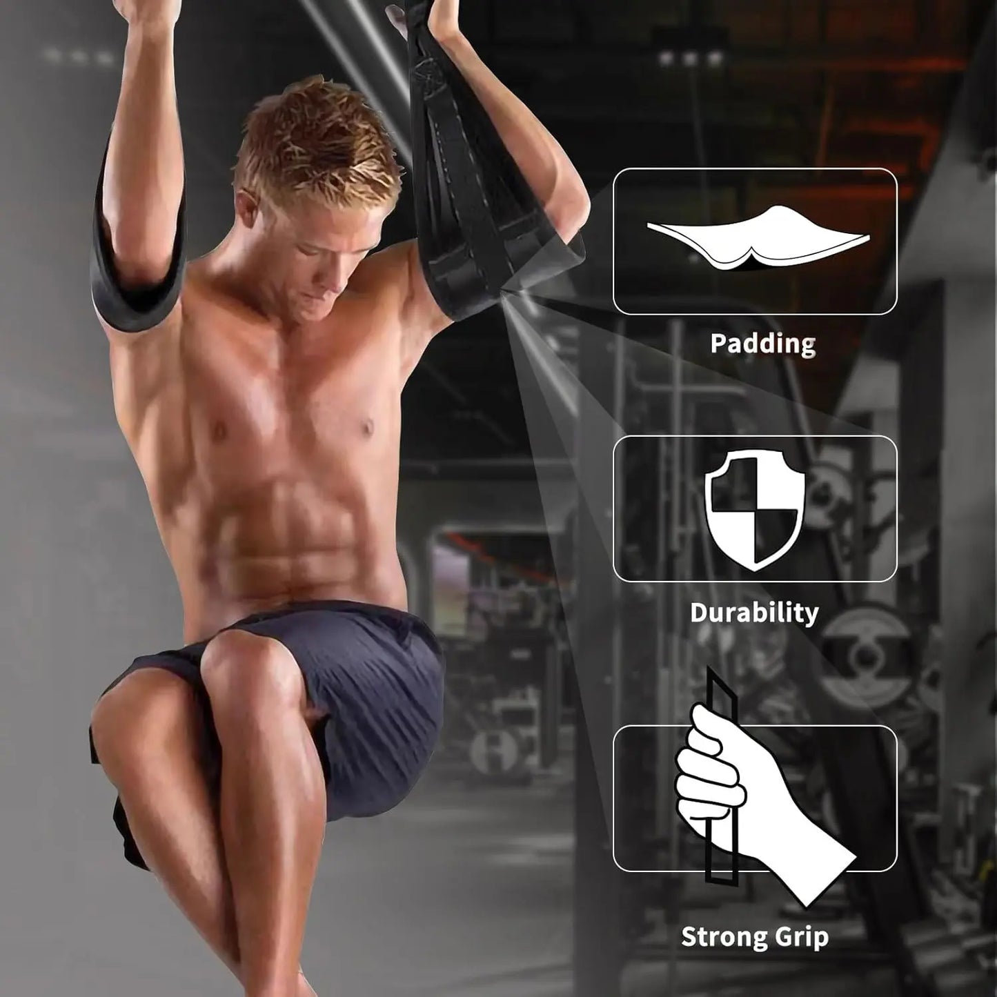Hanging Ab Straps for Pull up Bar: Gym Ab Sling Straps for Arm Pull up Workout Support for Training Knee and Leg Raises