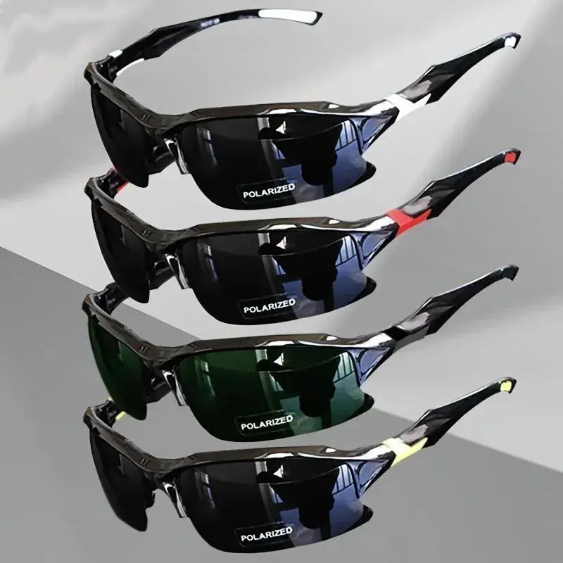 4 Packs Outdoor UV Protection Sunglasses Polarized Windproof Rimless Square Cat Eye Oversized for Running Fishing Golf Driving Travel