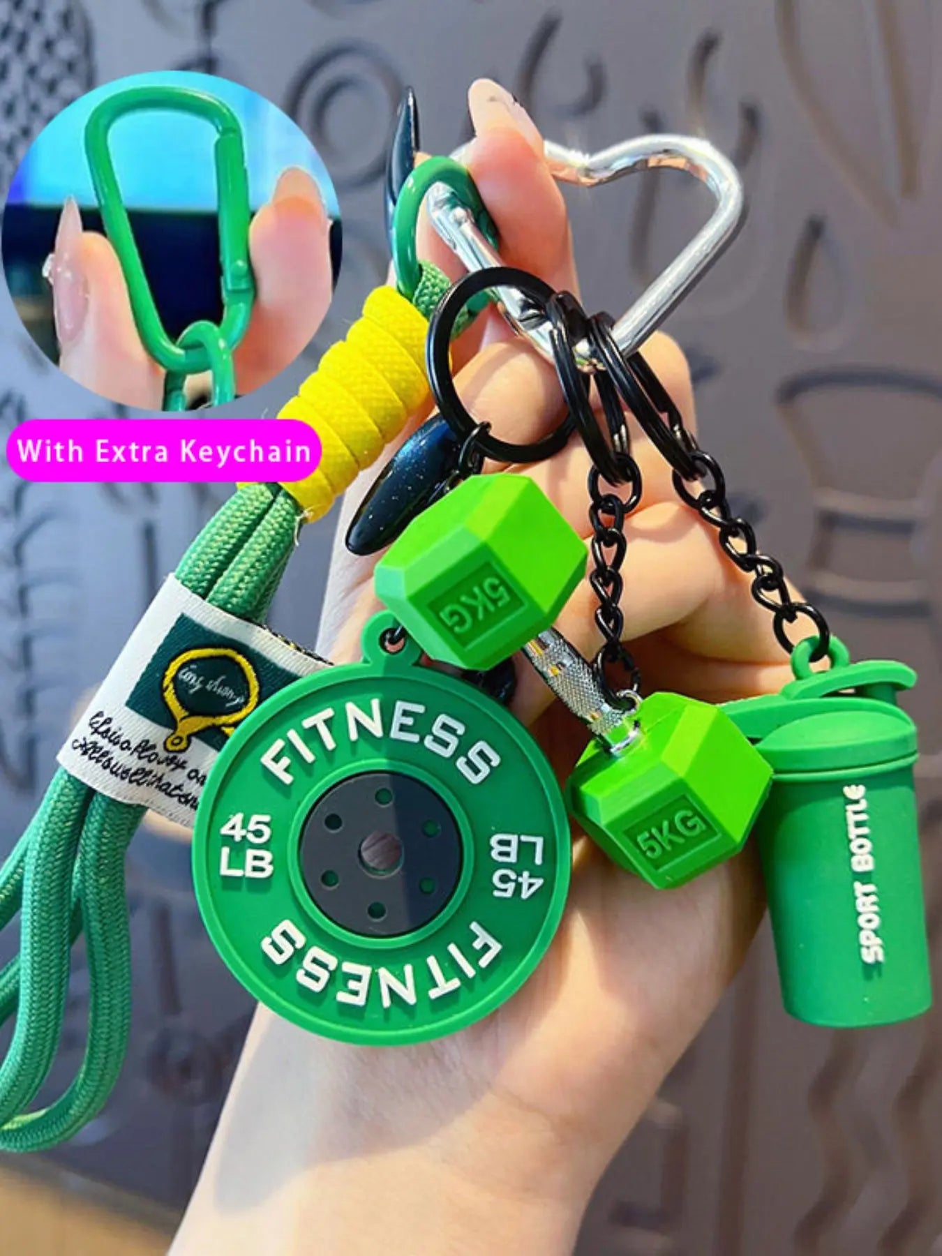 DIY Detachable Heart Keychain Gym Bag Charm Dumbbell and Barbell Pendant Set Fitness Keychain with Dumbbell & Barbells Charms Gym Barbell Weight Plate & Dumbbell Keyring Workout Bag/Handbag Backpack Charms, Keychain for Bags