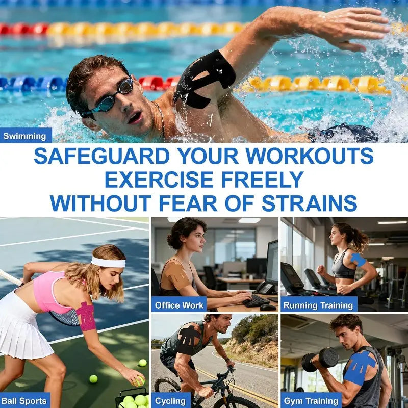 30 Pcs Kinesiology Tape for Shoulder Pain Relief Pre Cut Sports Waterproof Breathable Enhance Elastic Kinesiology Athletic Tape for Shoulder Support and Muscle Baseball Sports,Joint Stability Aid, Suitable for Outdoor Sports and Activities Athletes