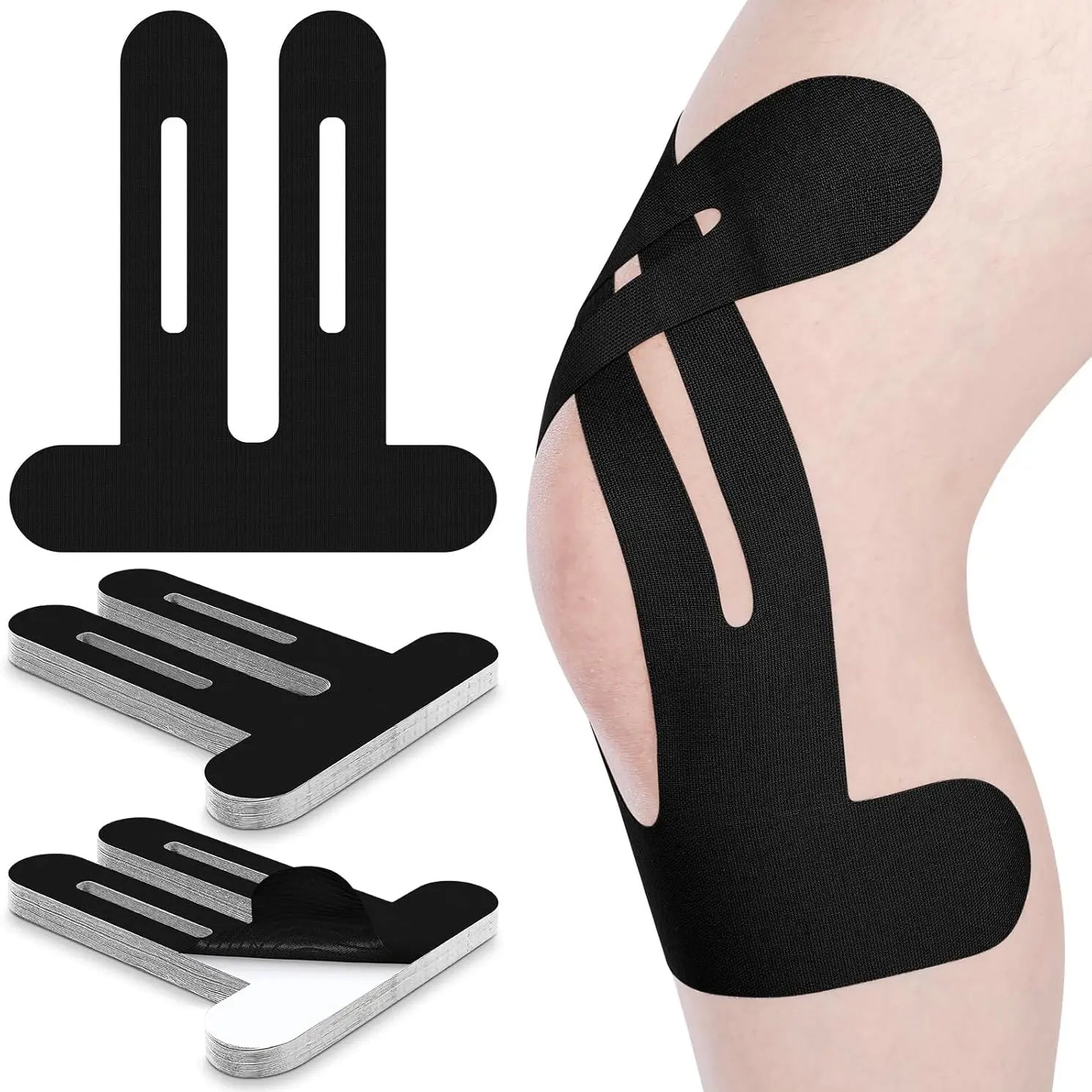 10 Pcs Precut Kinesiology Tape for Knees, Waterproof & Breathable Knee Support Tape Elastic Cotton Athletic Muscle Tapes for Knees Muscle Support & Comfort Stability