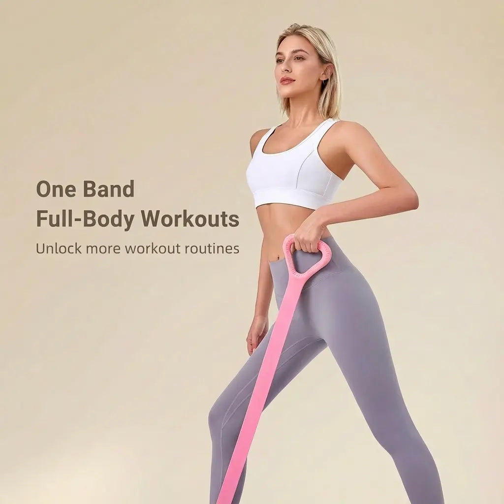 Resistance Bands Figure 8 Exercise Bands for Women Silicone Material Expander Band for Arms Chest Home Gym Yoga Equipment Quick Workout for Muscle Toning Physical Therapy Stretching Gear - Fitness Accessories