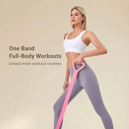 Resistance Bands Figure 8 Exercise Bands for Women Silicone Material Expander Band for Arms Chest Home Gym Yoga Equipment Quick Workout for Muscle Toning Physical Therapy Stretching Gear - Fitness Accessories