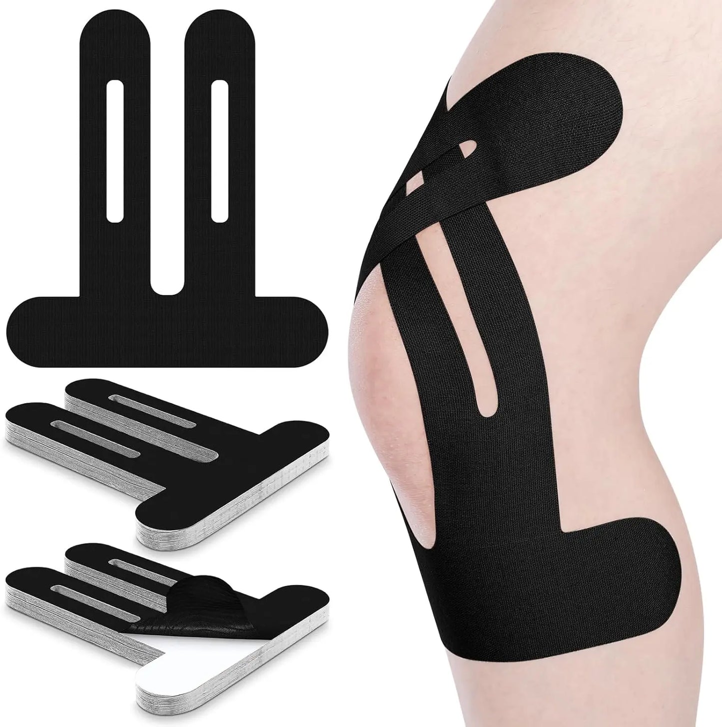 10 Pcs Precut Kinesiology Tape for Knees, Waterproof & Breathable Knee Support Tape Elastic Cotton Athletic Muscle Tapes for Knees Muscle Support & Comfort Stability