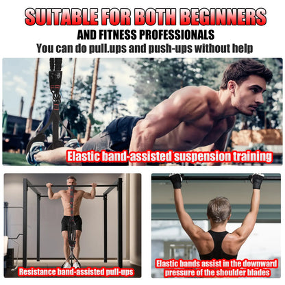YFAZ Pull up Assistance Bands Set Heavy Duty Adjustable Resistance Bands for Home Gym Fitness with Feet Rest & Portable Carry Pouch