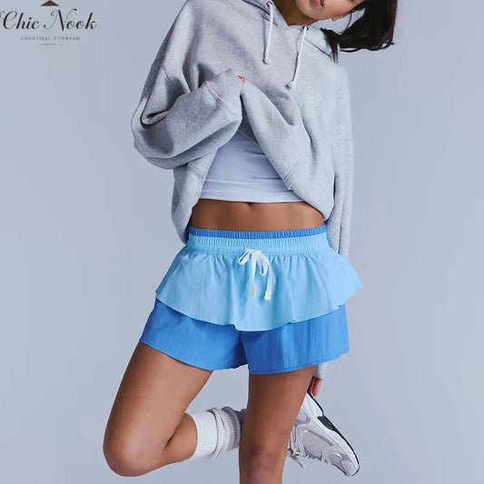 2 in 1 High Waisted Running Shorts for Women Athletic Tennis Active Short Flowy Workout Gym Shorts