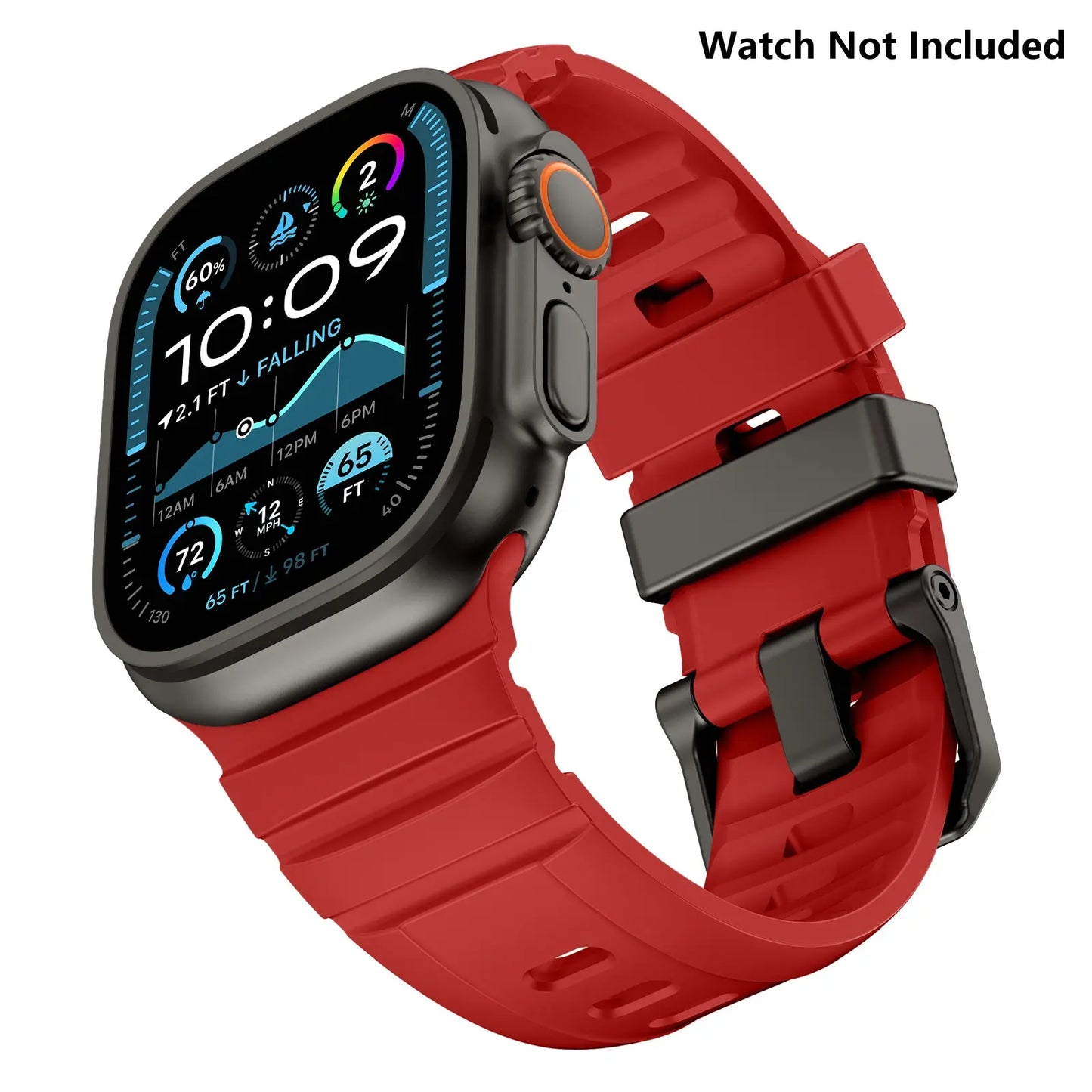 Metal/Waterproof Sport Bands Compatible for Apple Watch Ultra 3/ Ultra 2/Se/Series 10/9/8/7/6/5/4/3/2/1, Replacement Wristbands for Men & Women, Smart Watch Straps (Watch Not Included) -49/46/45/44/42Mm- Red