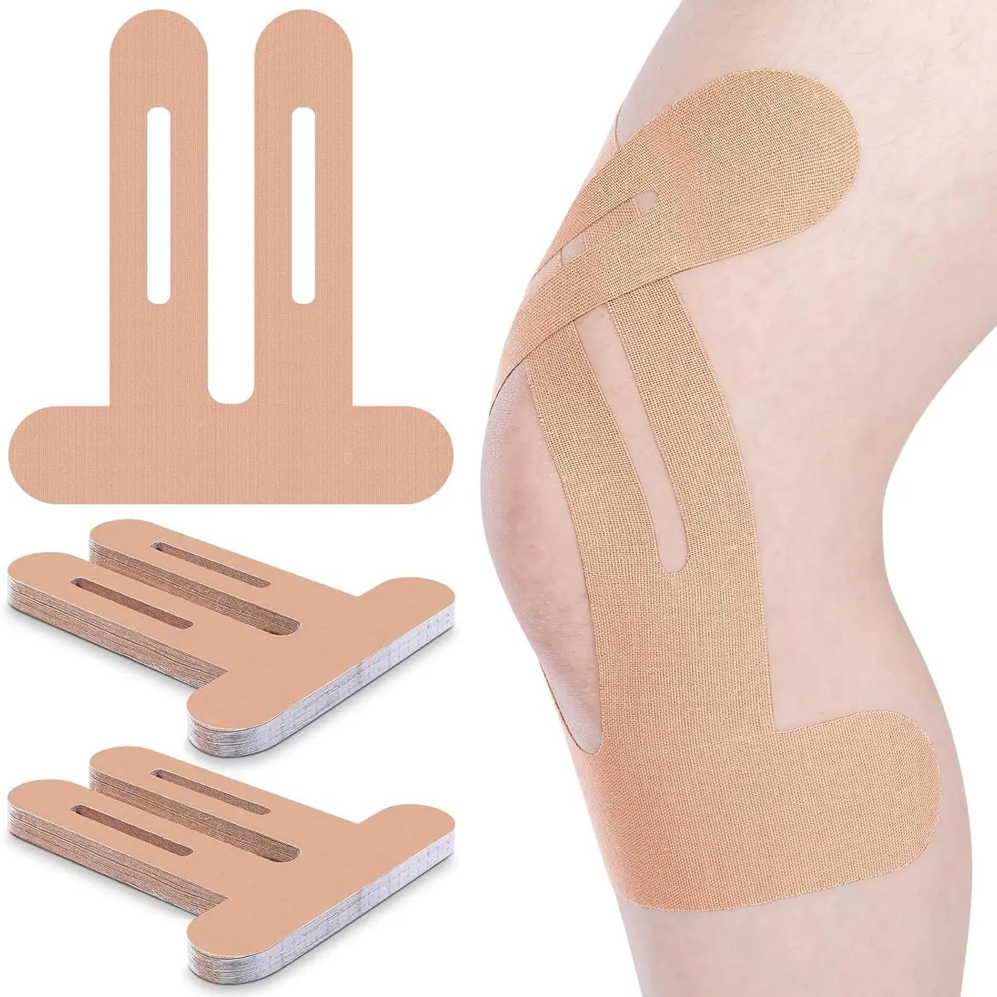 10 Pcs Precut Kinesiology Tape for Knees, Waterproof & Breathable Knee Support Tape Elastic Cotton Athletic Muscle Tapes for Knees Muscle Support & Comfort Stability