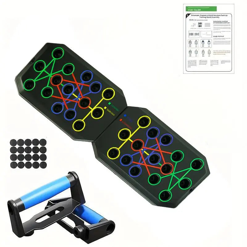 【Upgraded】Push up Board Set with Handles & Resistance Bands, Portable Home Workout Equipment for Chest, Abs, Arms & Upper Body Training, Foldable Fitness Board for Men, Women & Partner Workouts