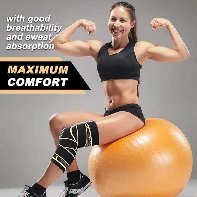 Copper Knee Braces for Men and Women 2 Pack for Knee Pain Relief & Support - 3D Knitting Technology for Meniscus Tear, Running, Weightlifting, Workout, ACL, Arthritis, Joint Pain Relief - Patella Band Compression