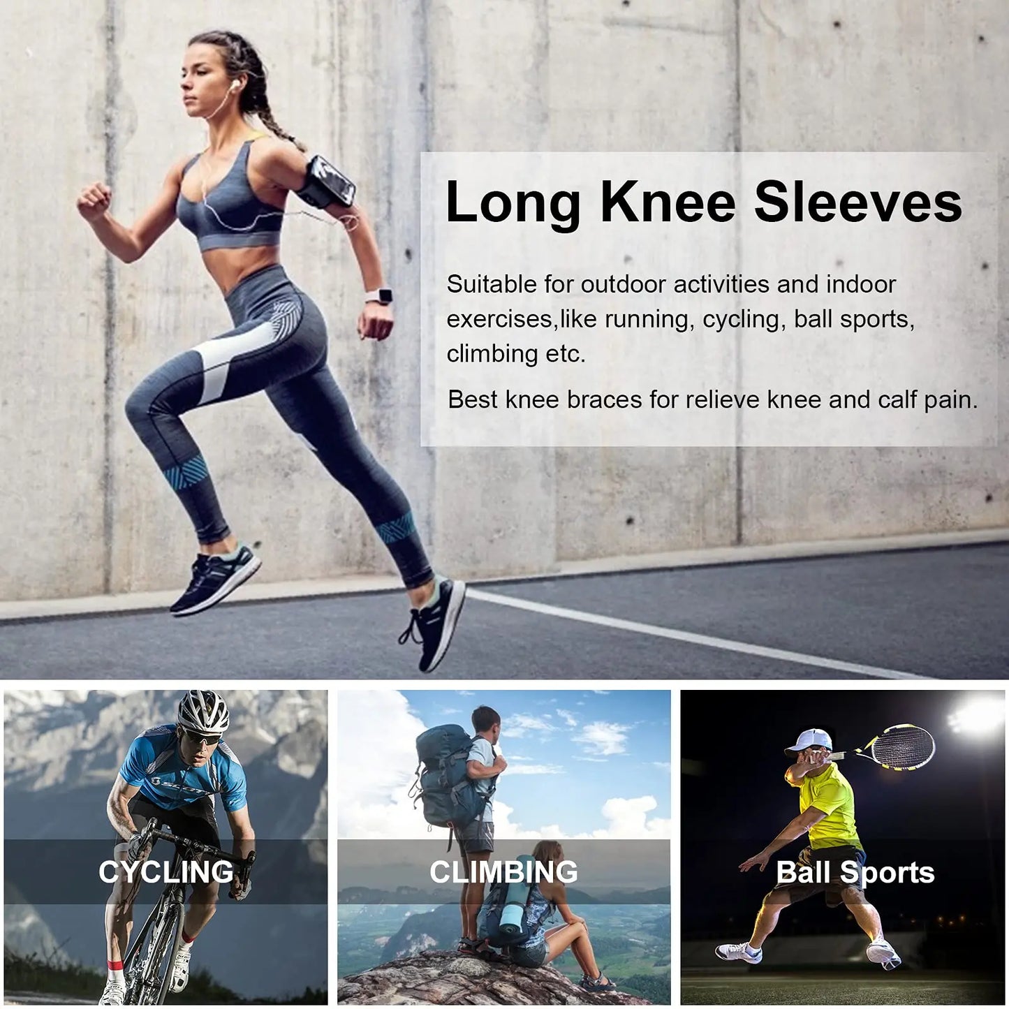 Full Leg Long Compression Sleeves - Knee & Leg Protector for Men Women | Basketball Cycling Sports & Arthritis Use