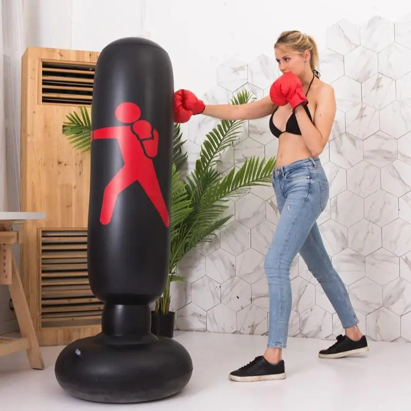 Inflatable Boxing Column, Boxing Training Sandbag, Taekwondo Training Sandbag, Punch Column, Inflatable Punching Bag, Fitness Equipment for Home Gym