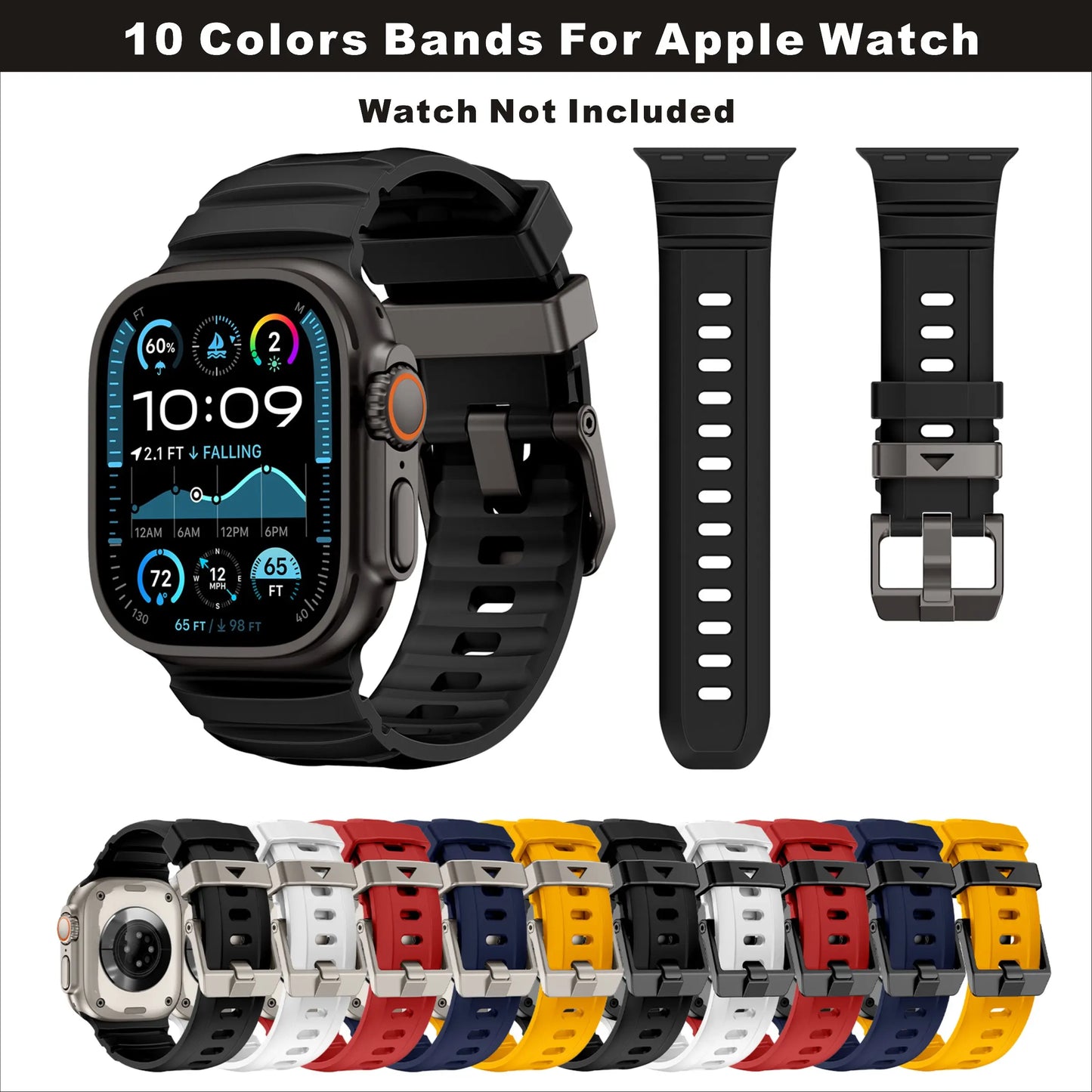 Metal/Waterproof Sport Bands Compatible for Apple Watch Ultra 3/ Ultra 2/Se/Series 10/9/8/7/6/5/4/3/2/1, Replacement Wristbands for Men & Women, Smart Watch Straps (Watch Not Included) -49/46/45/44/42Mm- Red