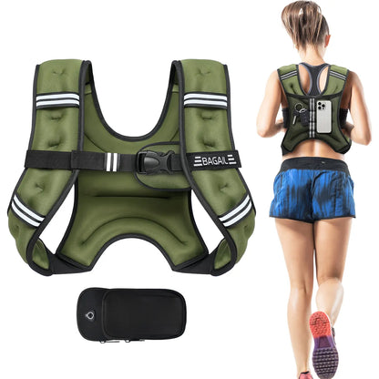 [Tiktokshopblackfriday]Bagail Weighted Vest, 5Lbs/8Lbs/10Lbs/12Lbs/15Lbs/20Lbs/25Lbs/30Lbs Weight Vest with Detachable Phone Pouch, Rucking Vest for Women, Men, Walking, Training, Running Glute Workout Equipment Sweat Fitness Belt