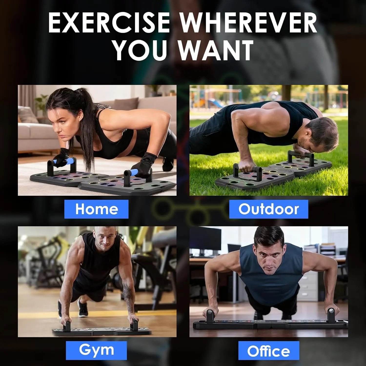 【Upgraded】Push up Board Set with Handles & Resistance Bands, Portable Home Workout Equipment for Chest, Abs, Arms & Upper Body Training, Foldable Fitness Board for Men, Women & Partner Workouts