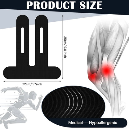10 Pcs Precut Kinesiology Tape for Knees, Waterproof & Breathable Knee Support Tape Elastic Cotton Athletic Muscle Tapes for Knees Muscle Support & Comfort Stability