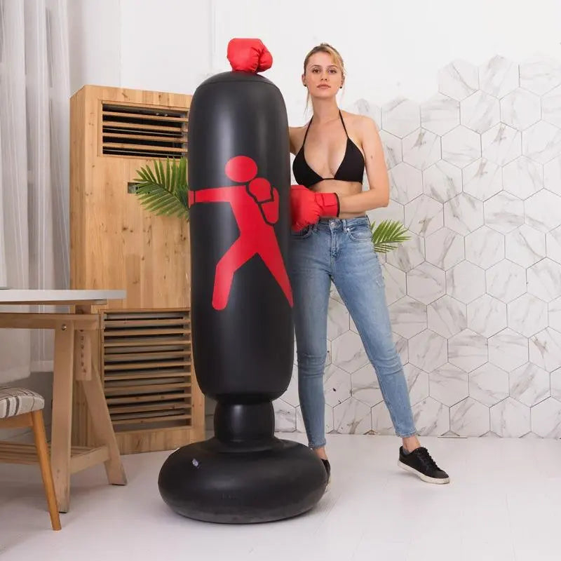 Inflatable Boxing Column, Boxing Training Sandbag, Taekwondo Training Sandbag, Punch Column, Inflatable Punching Bag, Fitness Equipment for Home Gym