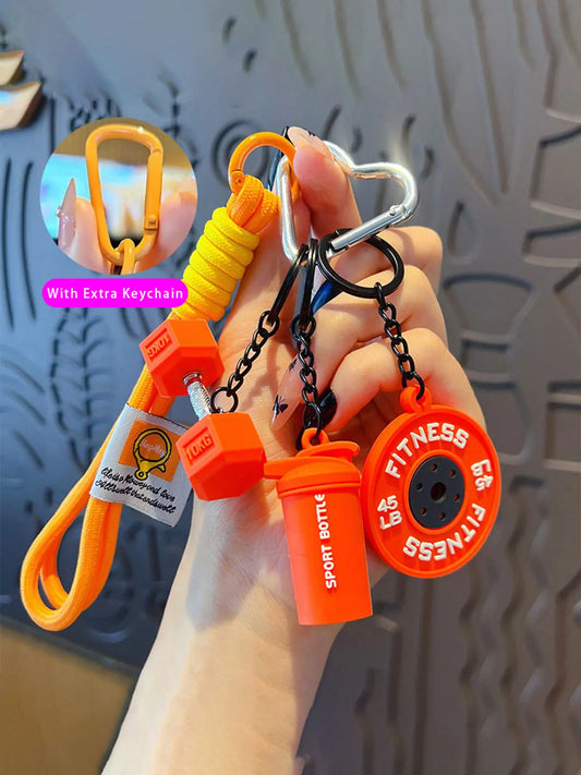 DIY Detachable Heart Keychain Gym Bag Charm Dumbbell and Barbell Pendant Set Fitness Keychain with Dumbbell & Barbells Charms Gym Barbell Weight Plate & Dumbbell Keyring Workout Bag/Handbag Backpack Charms, Keychain for Bags