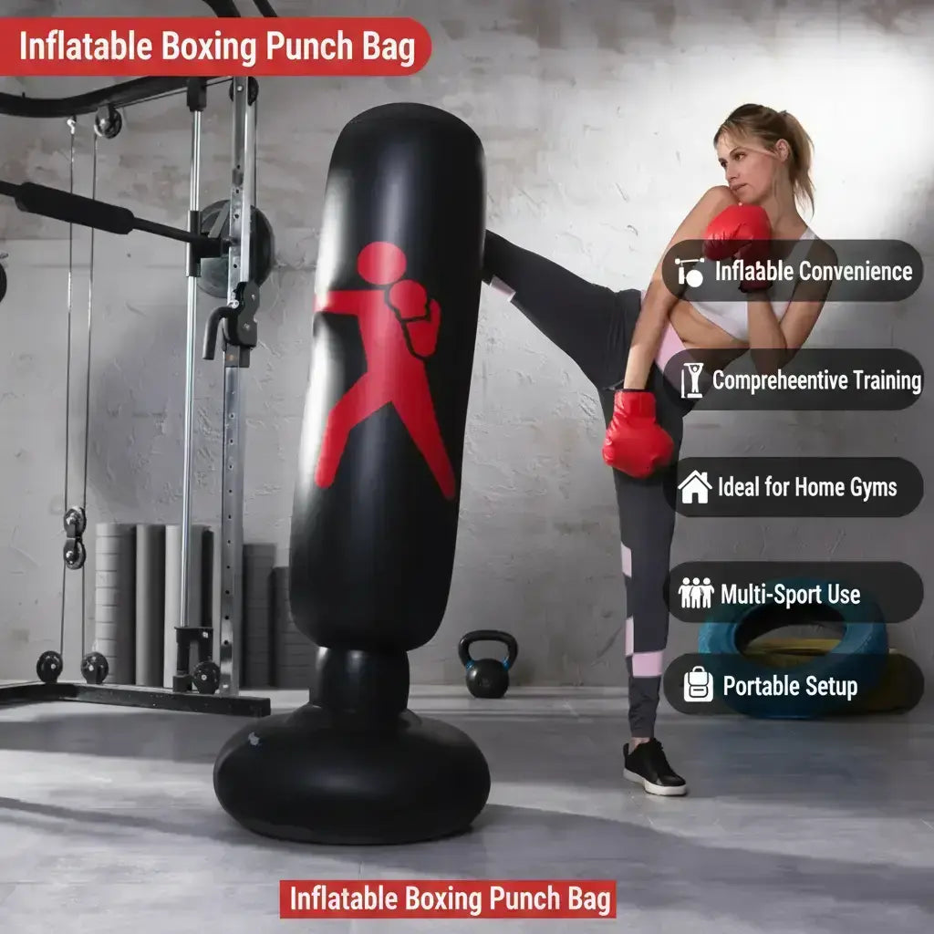 Inflatable Boxing Column, Boxing Training Sandbag, Taekwondo Training Sandbag, Punch Column, Inflatable Punching Bag, Fitness Equipment for Home Gym