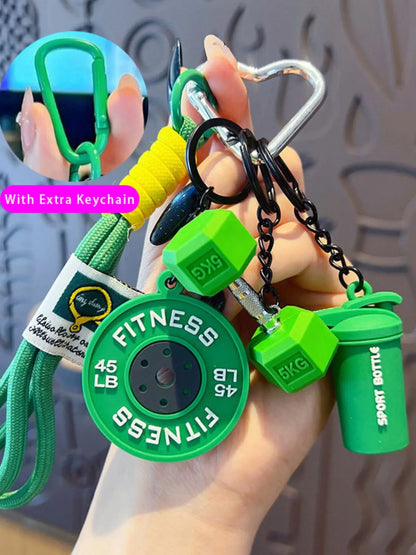 DIY Detachable Heart Keychain Gym Bag Charm Dumbbell and Barbell Pendant Set Fitness Keychain with Dumbbell & Barbells Charms Gym Barbell Weight Plate & Dumbbell Keyring Workout Bag/Handbag Backpack Charms, Keychain for Bags