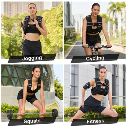 LEKÄRO Weighted Vest 6Lbs-30Lbs for Women & Men with Reflective Stripe Adjustable Buckle & Detachable Pockets for Workout Strength Training Running Walking Muscle Exercise Equipment