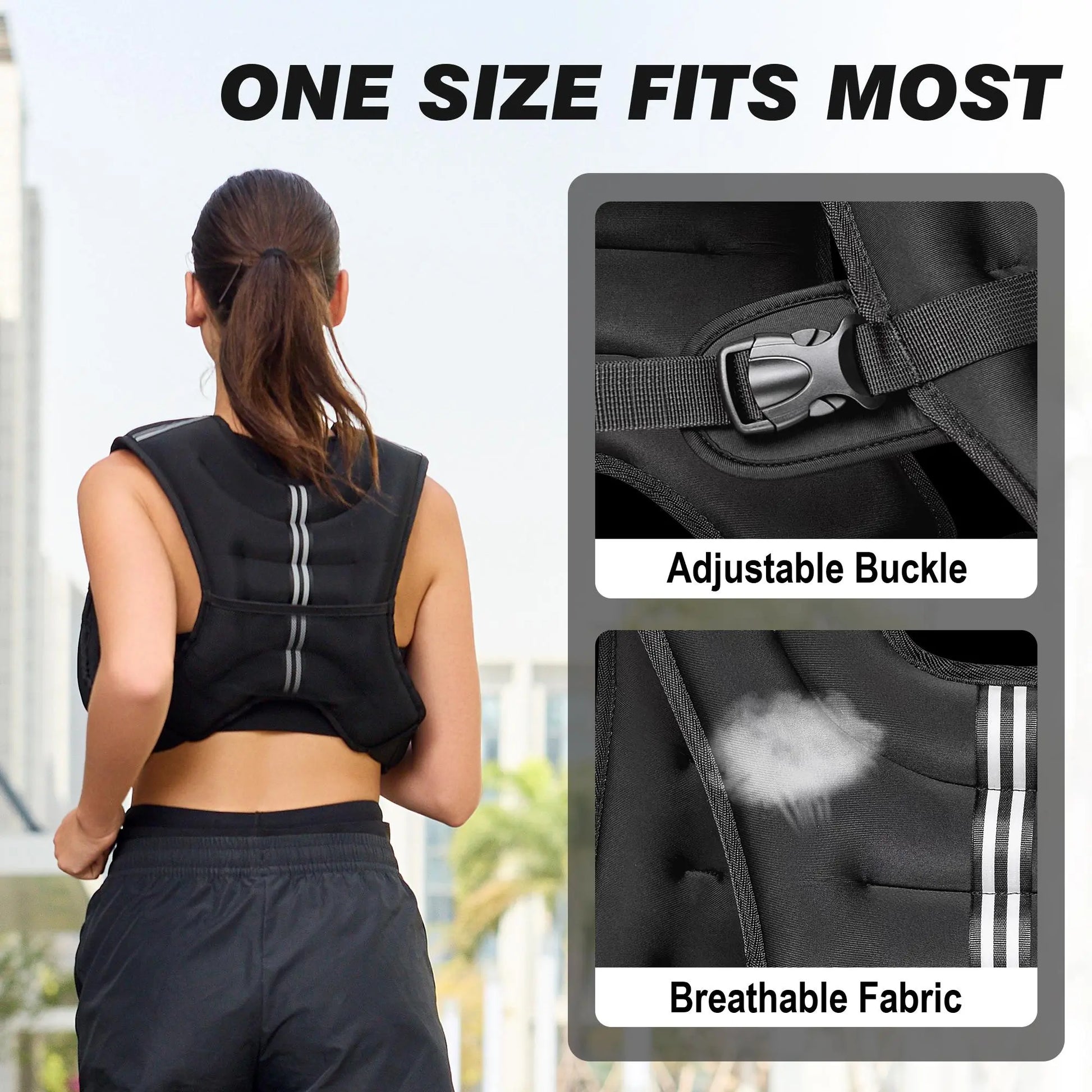LEKÄRO Weighted Vest 6Lbs-30Lbs for Women & Men with Reflective Stripe Adjustable Buckle & Detachable Pockets for Workout Strength Training Running Walking Muscle Exercise Equipment