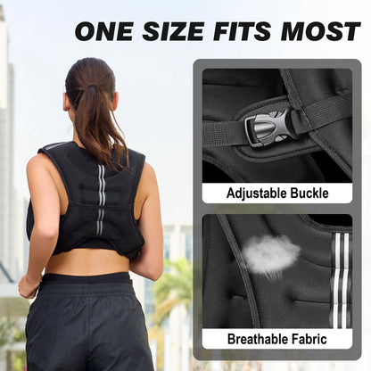 LEKÄRO Weighted Vest 6Lbs-30Lbs for Women & Men with Reflective Stripe Adjustable Buckle & Detachable Pockets for Workout Strength Training Running Walking Muscle Exercise Equipment
