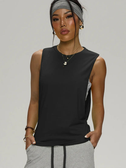 Women'S Loose Sleeveless Yoga Tank Top, Casual Fitted Sport Shirt, All Seasons Workout Clothing, Plain Pattern, Comfortable Gym Wear, Yoga Sports Vest, Sleeveless Gym Tops