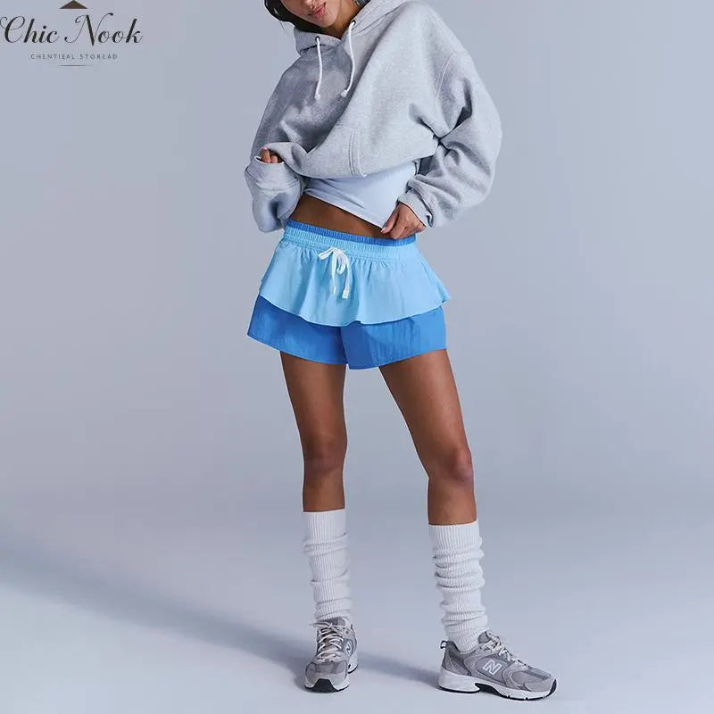 2 in 1 High Waisted Running Shorts for Women Athletic Tennis Active Short Flowy Workout Gym Shorts