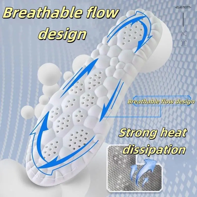 Soft Elastic Ultra-Breathable Bounce Shoe Insoles Men Women Tailored Lightweight Sweat Absorbent Comfortable 4D Cloud Insole anti Fatigue, Shock Absorption, Foot Pain Relief Footwear Insole