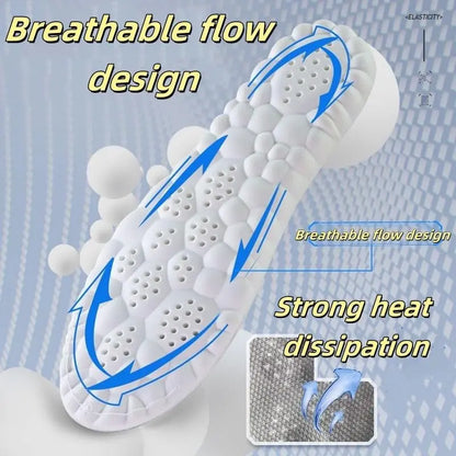 Soft Elastic Ultra-Breathable Bounce Shoe Insoles Men Women Tailored Lightweight Sweat Absorbent Comfortable 4D Cloud Insole anti Fatigue, Shock Absorption, Foot Pain Relief Footwear Insole