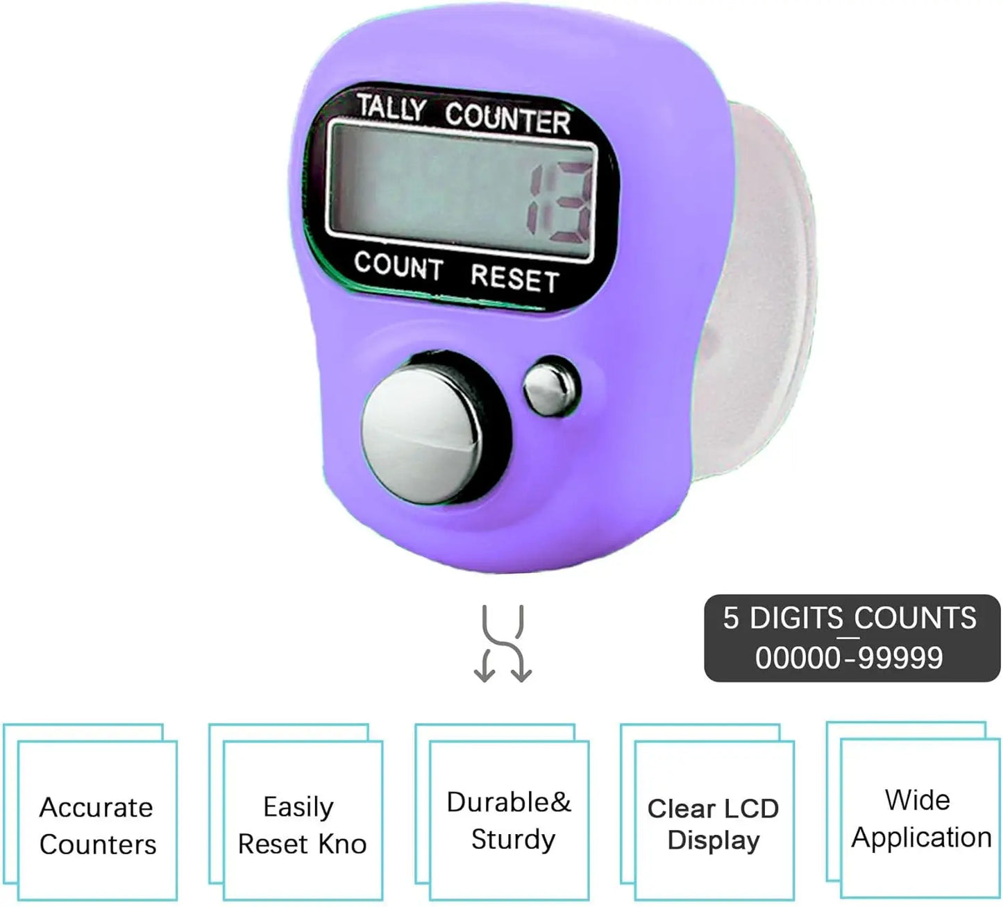 Finger Counter, 5-Digit Number Count Clicker Mini LCD Digital Display Hand Tally Counter, Resettable Counters Clickers for Knitting, Crochet, Coaching, Lap, Golf, & Fidget