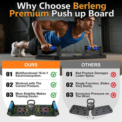 【Upgraded】Push up Board Set with Handles & Resistance Bands, Portable Home Workout Equipment for Chest, Abs, Arms & Upper Body Training, Foldable Fitness Board for Men, Women & Partner Workouts