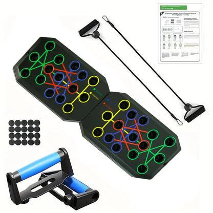 【Upgraded】Push up Board Set with Handles & Resistance Bands, Portable Home Workout Equipment for Chest, Abs, Arms & Upper Body Training, Foldable Fitness Board for Men, Women & Partner Workouts