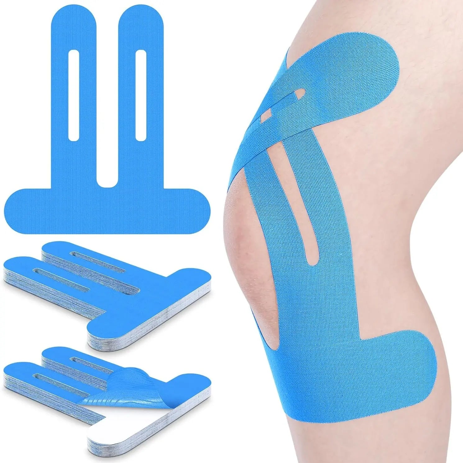 10 Pcs Precut Kinesiology Tape for Knees, Waterproof & Breathable Knee Support Tape Elastic Cotton Athletic Muscle Tapes for Knees Muscle Support & Comfort Stability