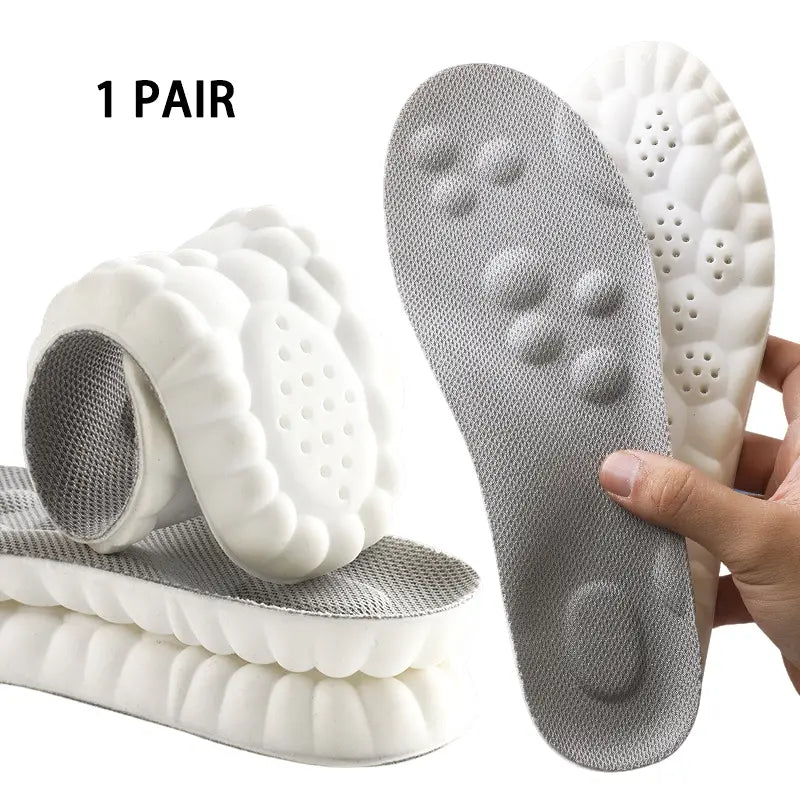 Soft Elastic Ultra-Breathable Bounce Shoe Insoles Men Women Tailored Lightweight Sweat Absorbent Comfortable 4D Cloud Insole anti Fatigue, Shock Absorption, Foot Pain Relief Footwear Insole