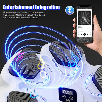 Music Boxing Machine Wall Mounted Smart Bluetooth Punching Trainer with 9 Modes 9 Speeds & Boxing Gloves for Electronic Workout