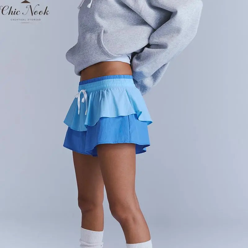 2 in 1 High Waisted Running Shorts for Women Athletic Tennis Active Short Flowy Workout Gym Shorts