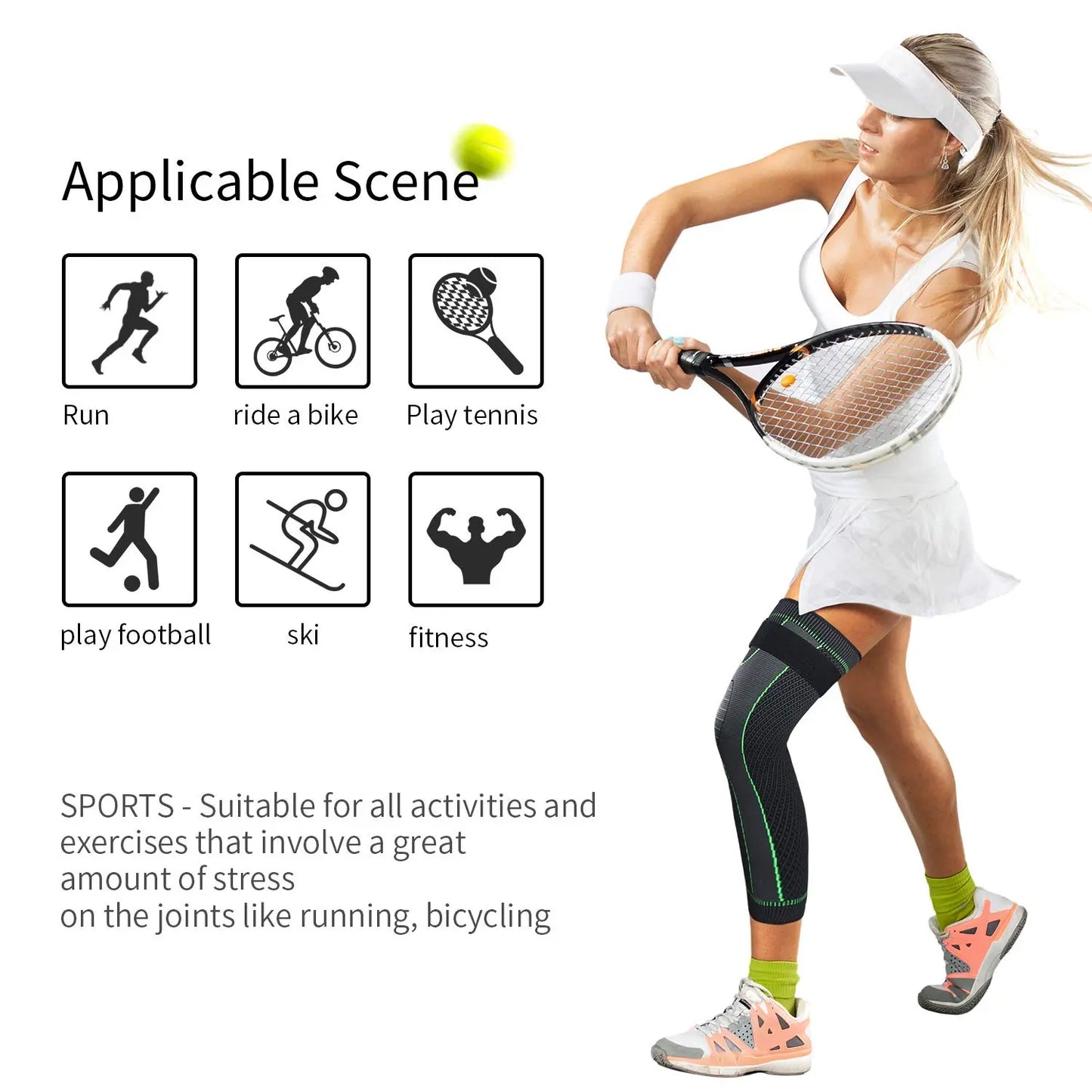 Full Leg Long Compression Sleeves - Knee & Leg Protector for Men Women | Basketball Cycling Sports & Arthritis Use