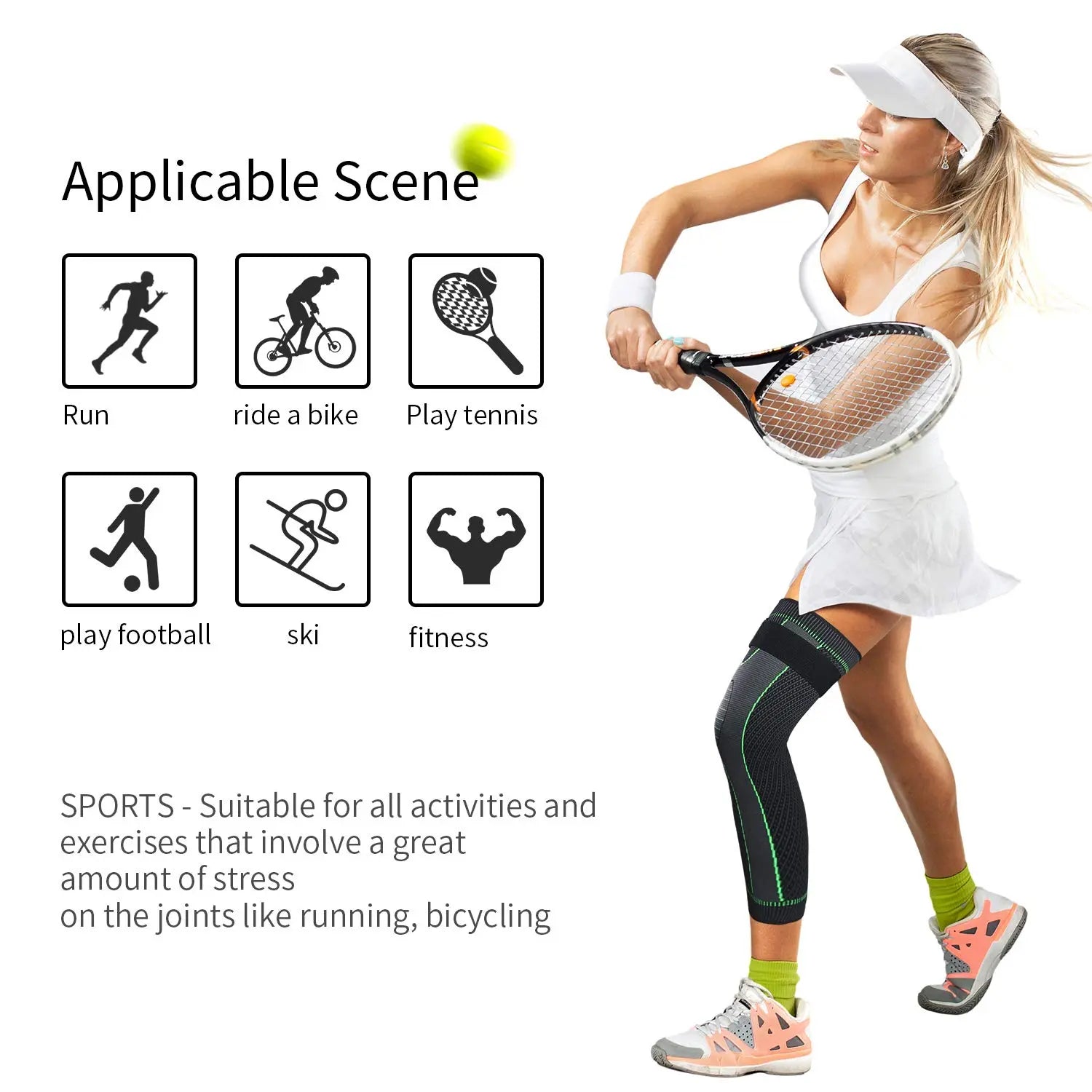 Full Leg Long Compression Sleeves - Knee & Leg Protector for Men Women | Basketball Cycling Sports & Arthritis Use