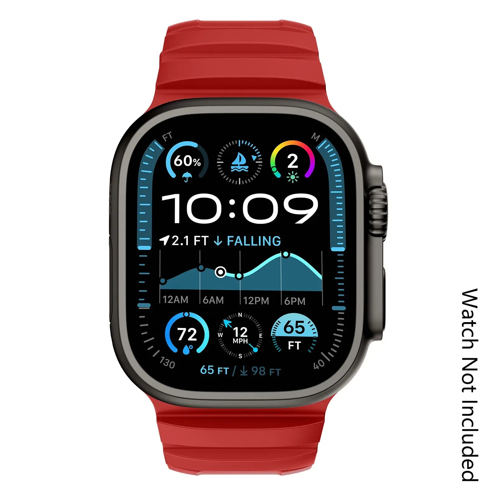 Metal/Waterproof Sport Bands Compatible for Apple Watch Ultra 3/ Ultra 2/Se/Series 10/9/8/7/6/5/4/3/2/1, Replacement Wristbands for Men & Women, Smart Watch Straps (Watch Not Included) -49/46/45/44/42Mm- Red