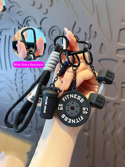 DIY Detachable Heart Keychain Gym Bag Charm Dumbbell and Barbell Pendant Set Fitness Keychain with Dumbbell & Barbells Charms Gym Barbell Weight Plate & Dumbbell Keyring Workout Bag/Handbag Backpack Charms, Keychain for Bags