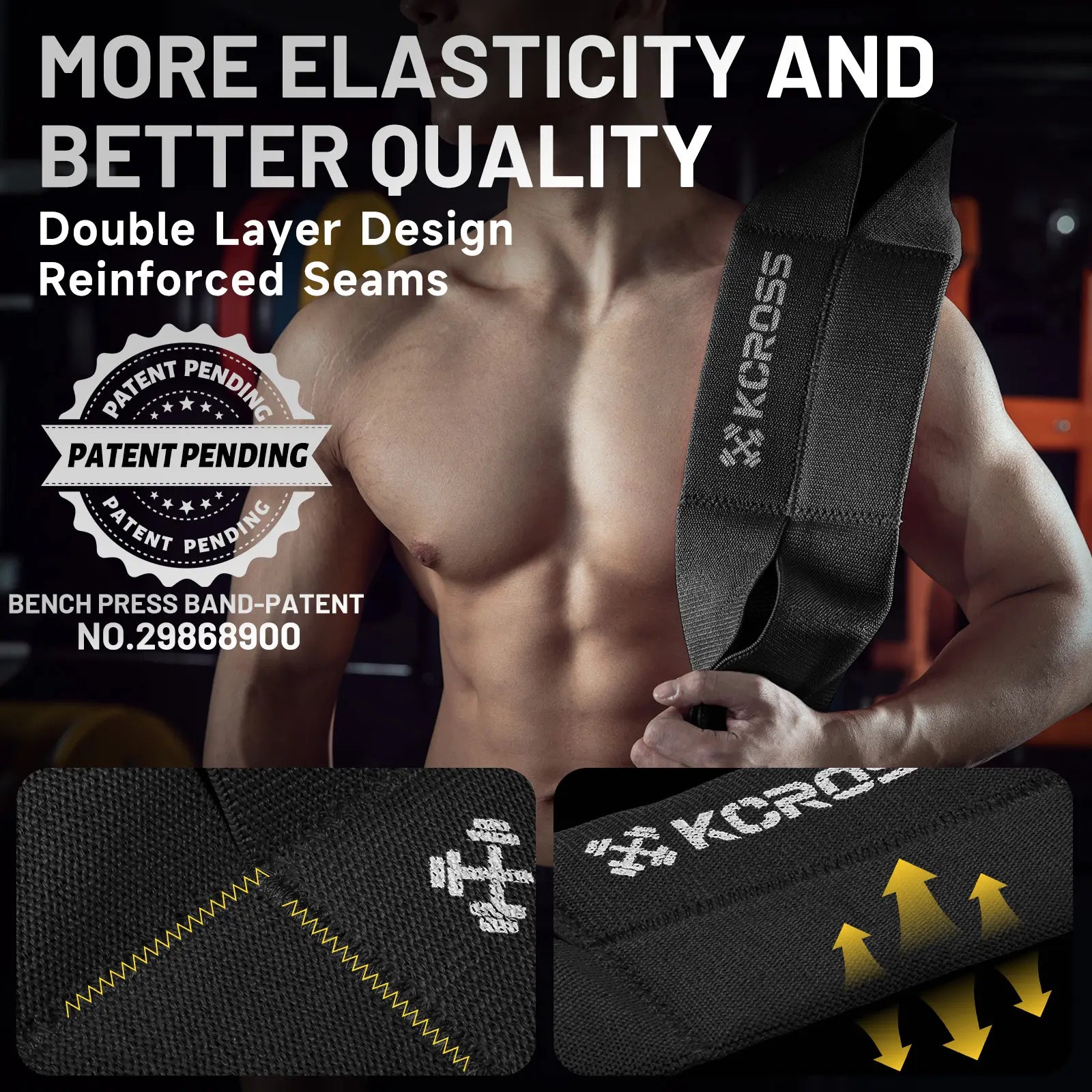 KCROSS Bench Press Band for Men and Women, Weight Lifting Bench Press Band, Push up Exercise Bench
