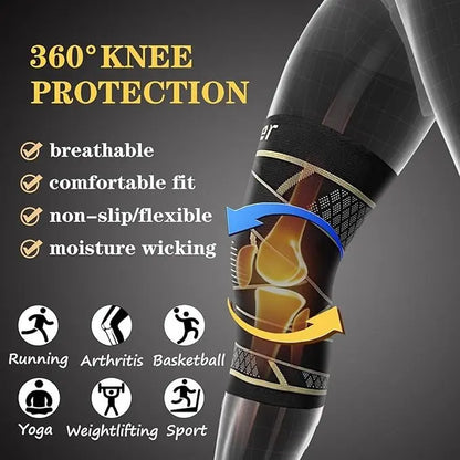 Copper Knee Braces for Men and Women 2 Pack for Knee Pain Relief & Support - 3D Knitting Technology for Meniscus Tear, Running, Weightlifting, Workout, ACL, Arthritis, Joint Pain Relief - Patella Band Compression