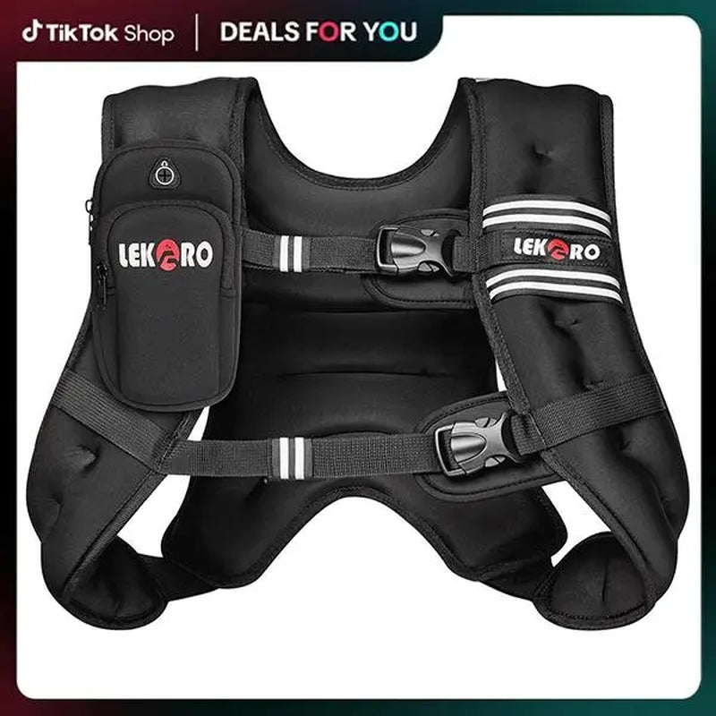 LEKÄRO Weighted Vest 6Lbs-30Lbs for Women & Men with Reflective Stripe Adjustable Buckle & Detachable Pockets for Workout Strength Training Running Walking Muscle Exercise Equipment